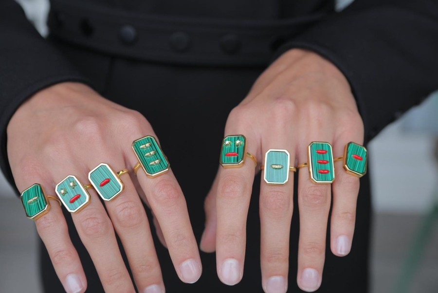 Jewelry Eshvi | Malachite Lips Rings