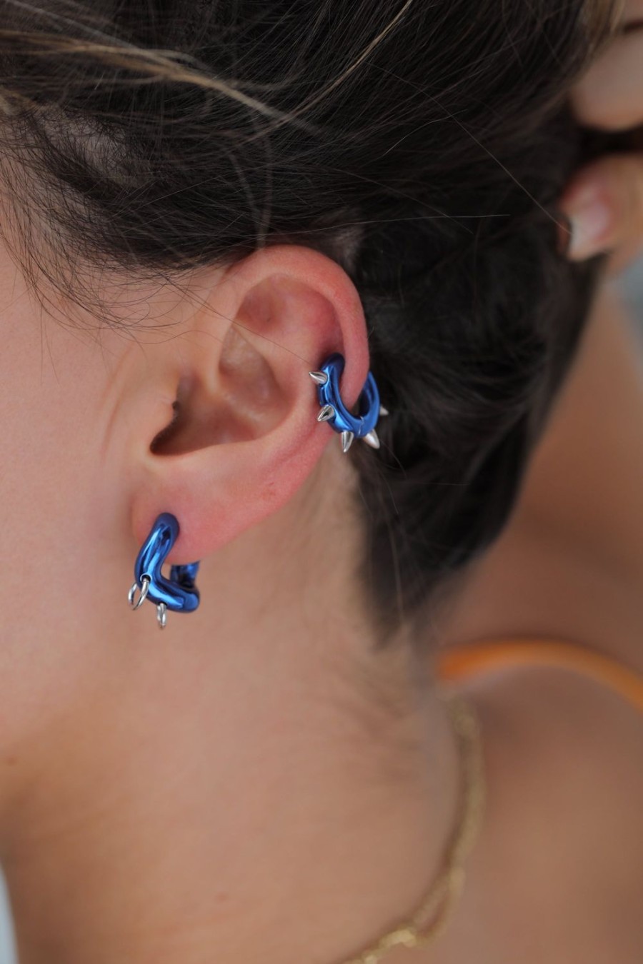 Jewelry Eshvi | Blue Hoop Earrings