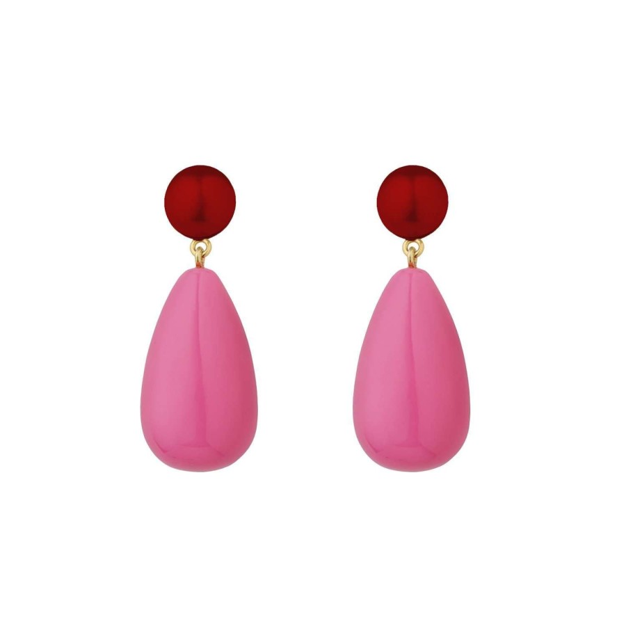 Jewelry Eshvi | Red And Pink Drop Earrings