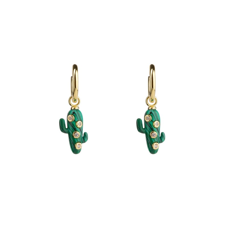 Jewelry Eshvi | Mini Malachite Cactus Earrings