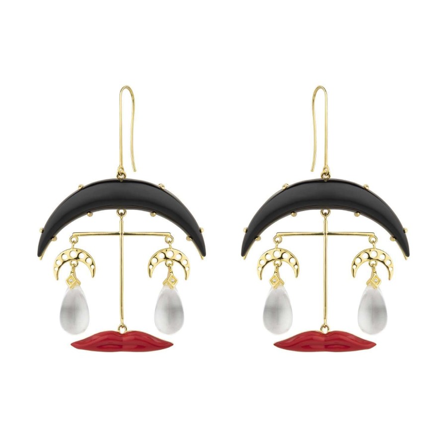 Jewelry Eshvi | Moon And Lips Earrings