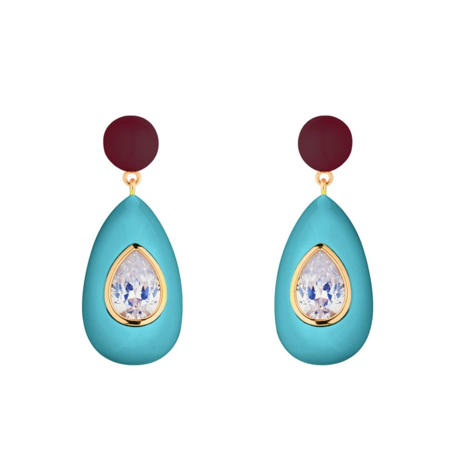 Jewelry Eshvi | Large Drop Earrings With Clear Crystals