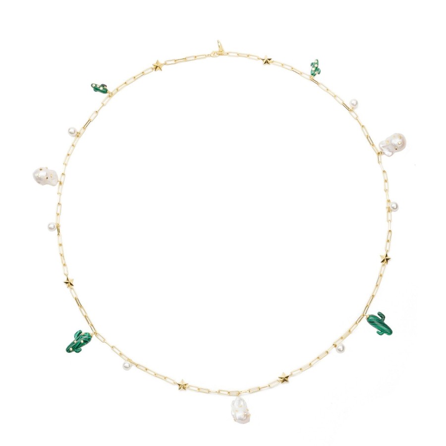 Jewelry Eshvi | Pearl And Cactus Necklace