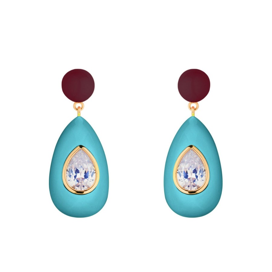 Jewelry Eshvi | Large Drop Earrings With Clear Crystals