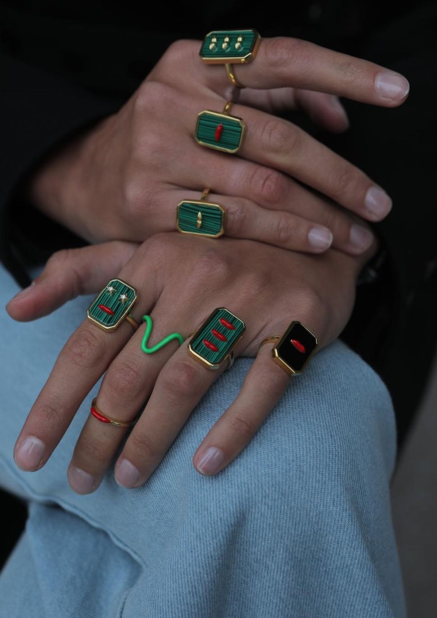 Jewelry Eshvi | Malachite Lips Rings