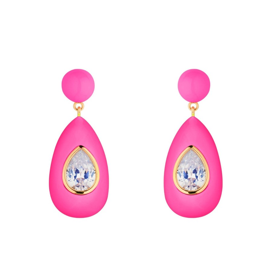 Jewelry Eshvi | Large Drop Earrings With Clear Crystals