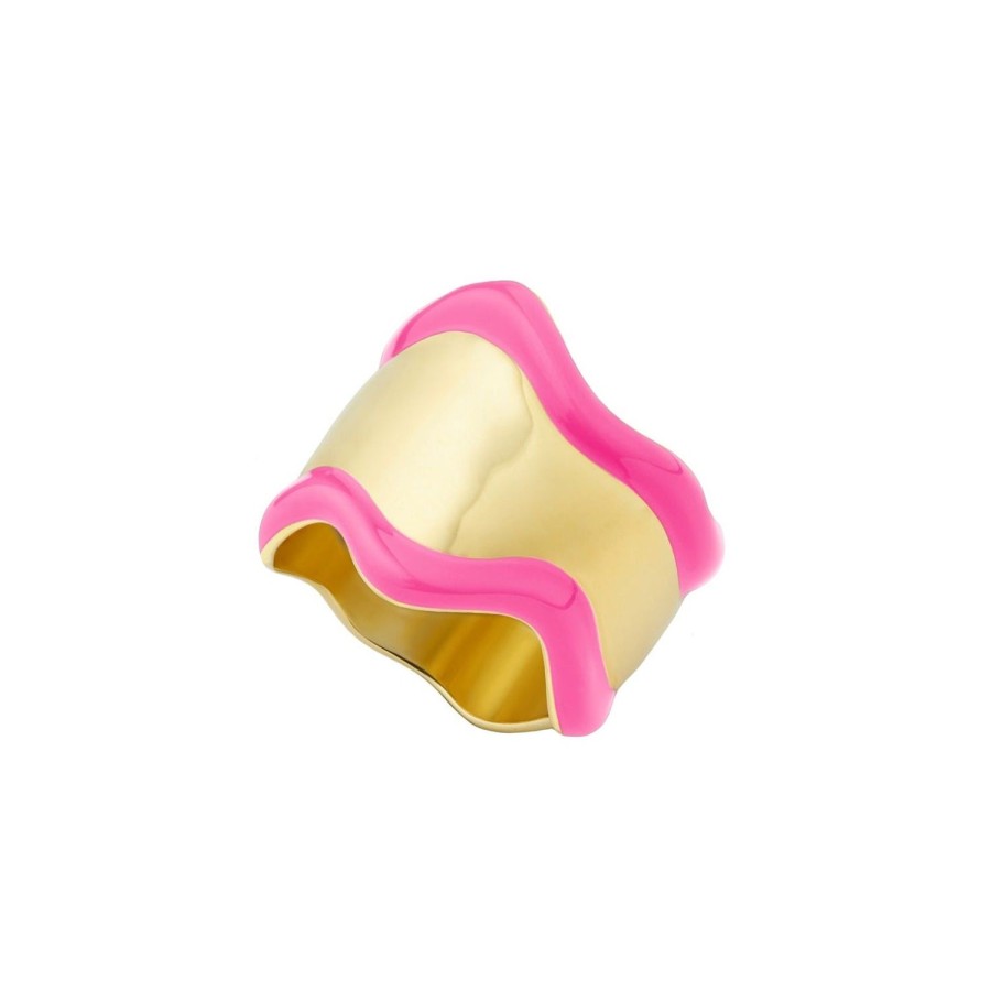 Jewelry Eshvi | Neon Pink Wavy Ring