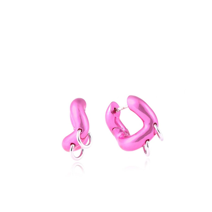 Jewelry Eshvi | Pink Hoop Earrings