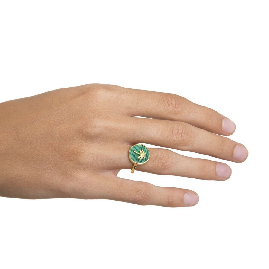 Jewelry Eshvi | Malachite Palm Ring