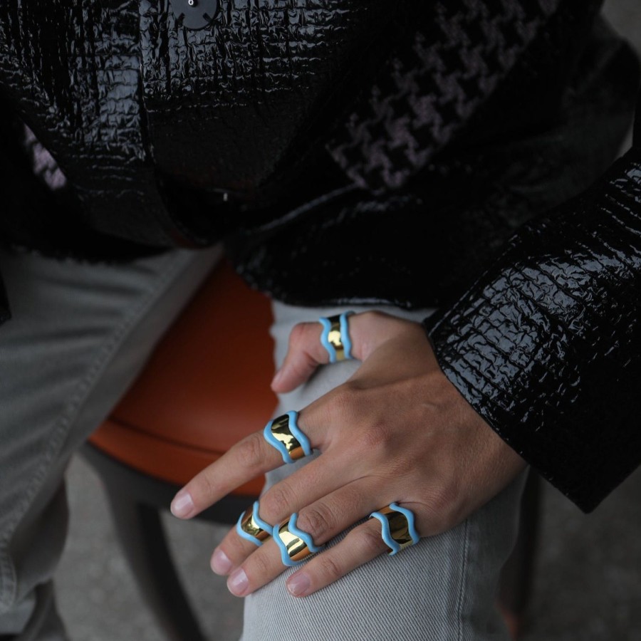 Jewelry Eshvi | Baby Blue Wavy Ring