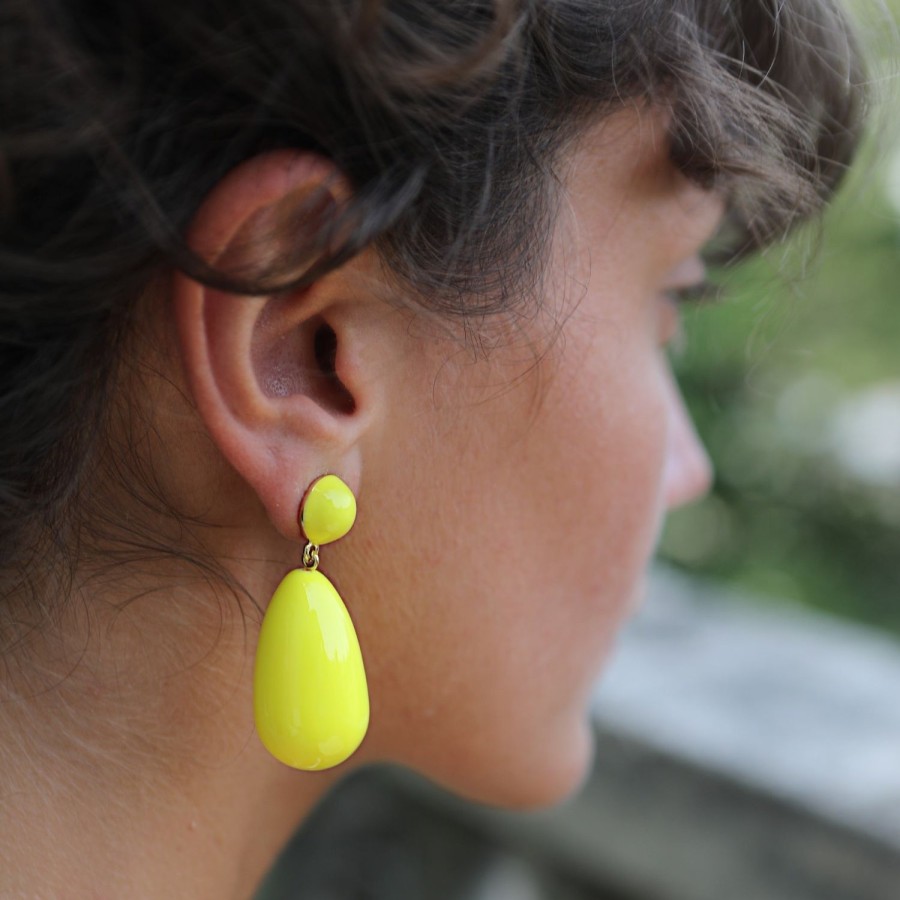 Jewelry Eshvi | Neon Yellow Drop Earrings