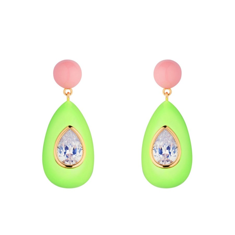 Jewelry Eshvi | Drop Earrings With Clear Crystals